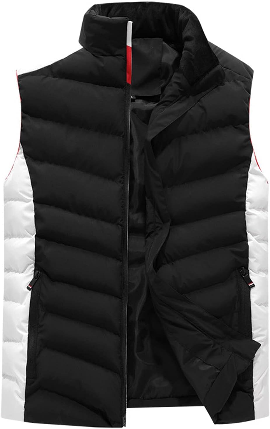 FSFA – Doudoune sans manches à capuche pour homme – Gilet chaud zippé color-block pour l’hiver