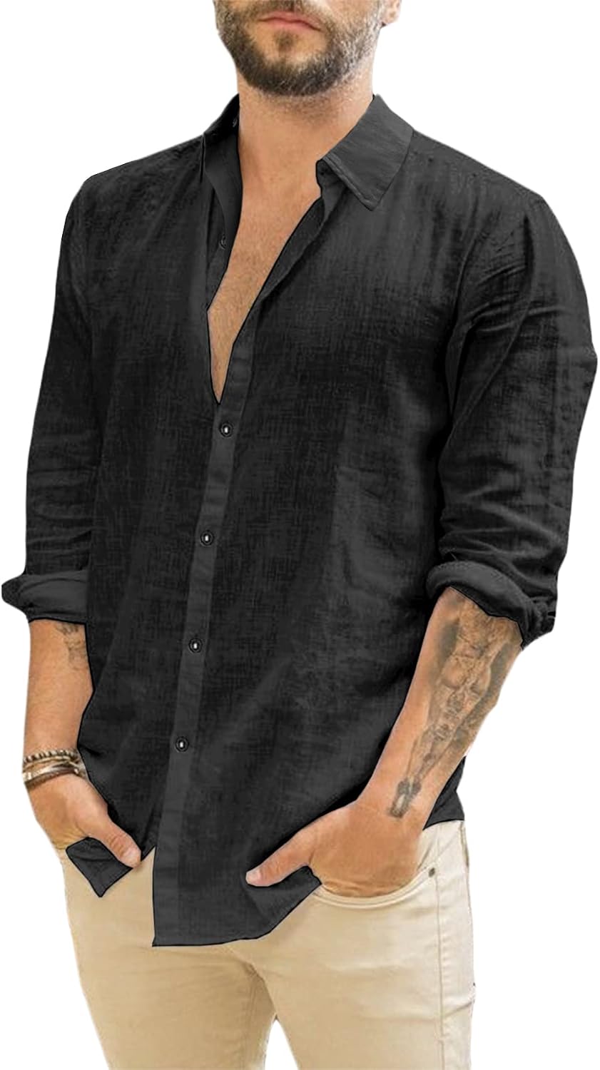 Runcati – Chemise Homme à Manches Longues – Style Décontracté, Moderne & Polyvalent