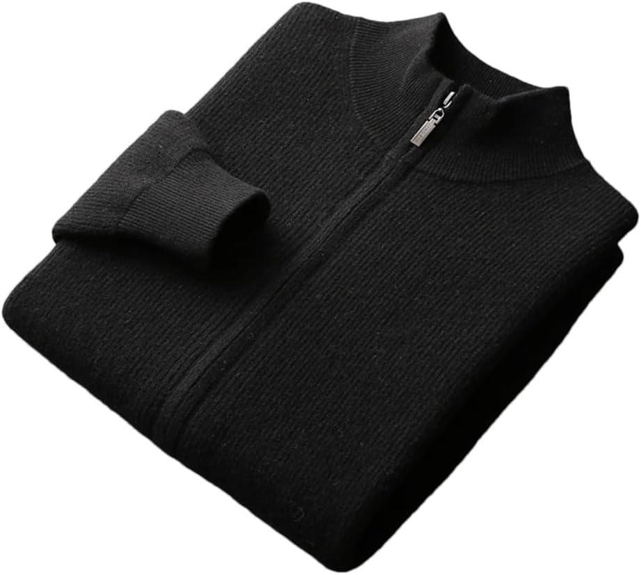 Pull homme OWEIEYEU en laine mérinos à col zippé