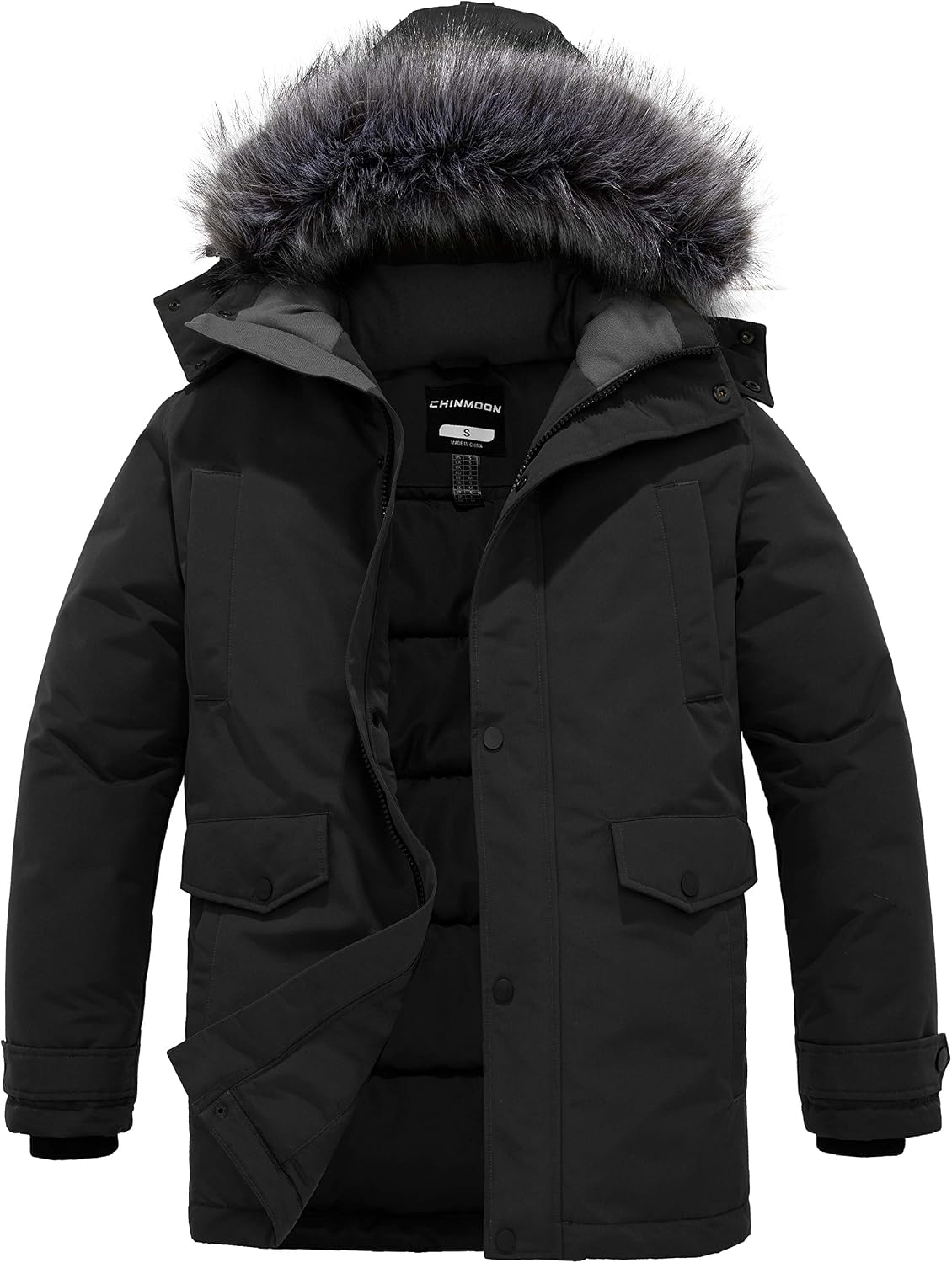 CHIN·MOON – Parka d'hiver pour homme avec capuche amovible – Manteau épais et chaud