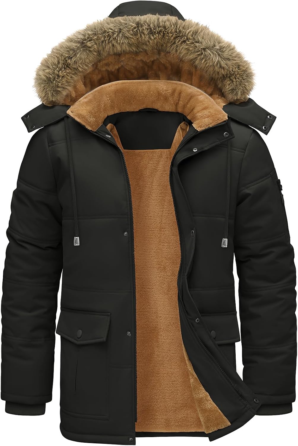 TOMEEK – Parka d'hiver pour homme à capuche amovible – Manteau chaud, polaire et coupe-vent