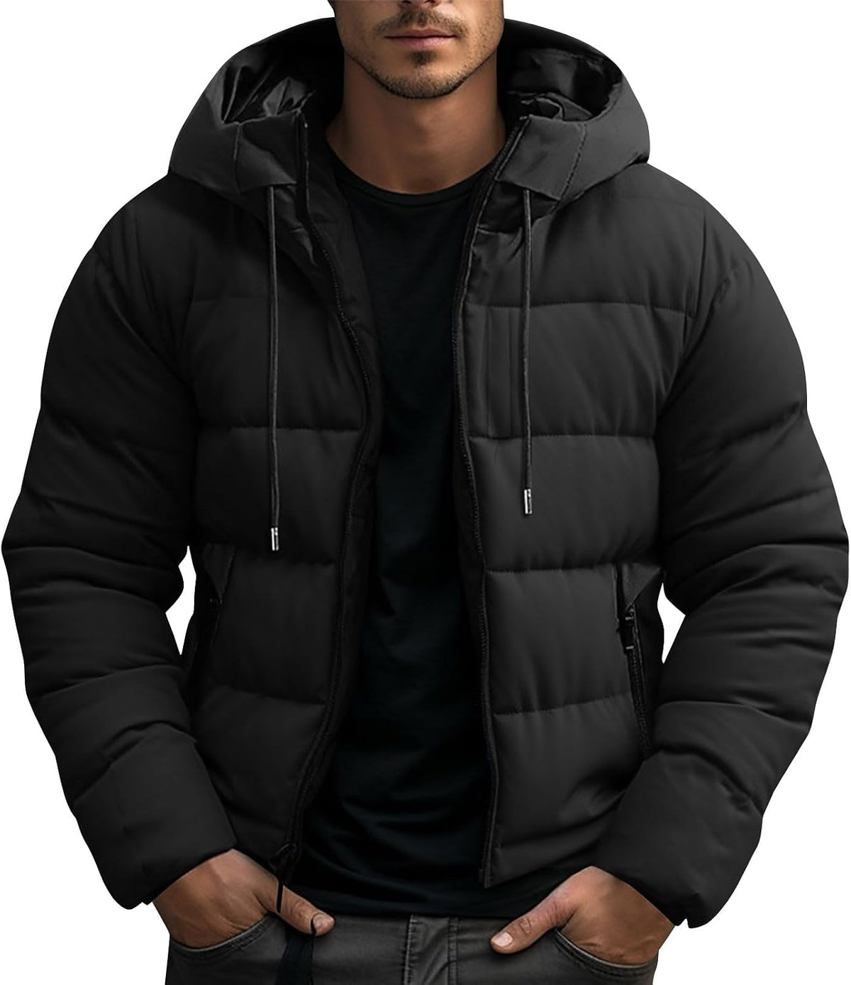 Doudoune Homme Hiver à Capuche – Parka Chaude, Épaissie & Coupe-Vent Grande Taille