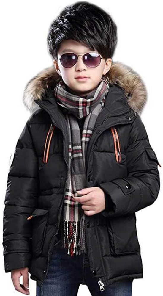 Doudoune Garçon à Capuche – Manteau Enfant Hiver avec Fausse Fourrure
