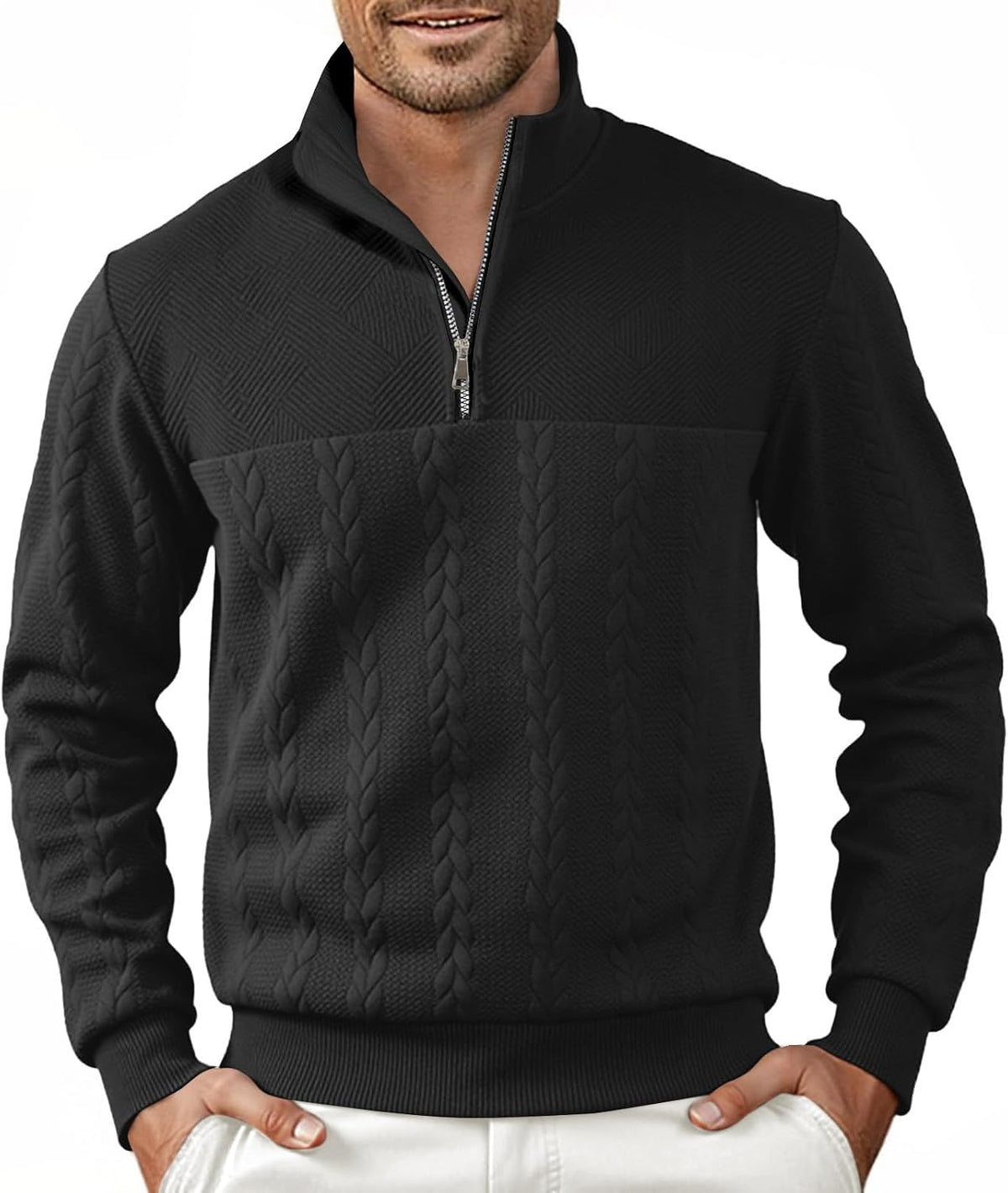 Pull homme Halfword en maille zippée à manches longues