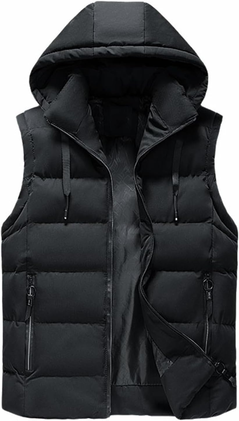 Icegrey – Doudoune sans manches à capuche pour homme – Gilet chaud et épais avec poches zippées
