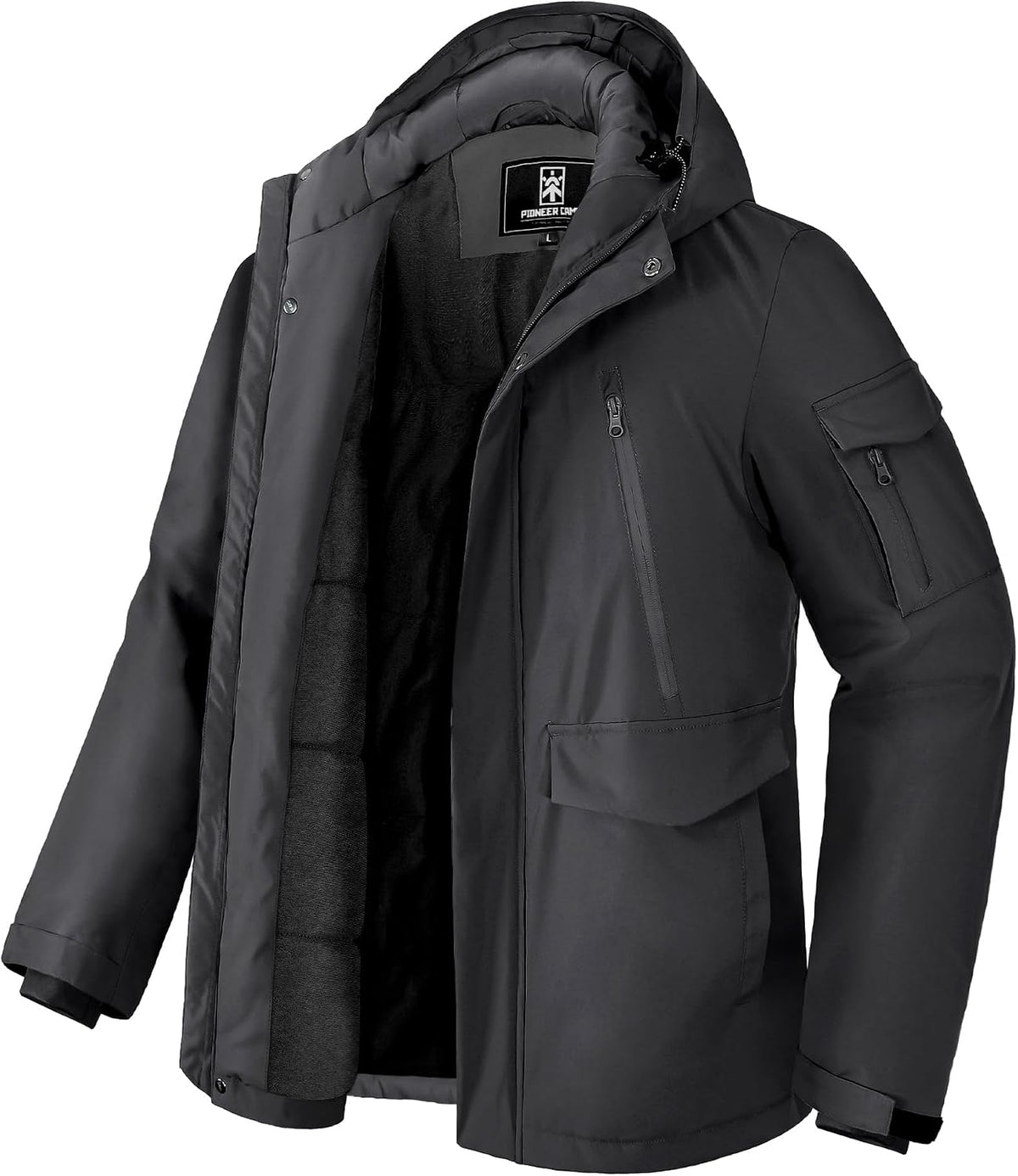 Pioneer Camp – Manteau d'hiver imperméable pour homme – Parka chaude doublée polaire avec capuche et 9 poches