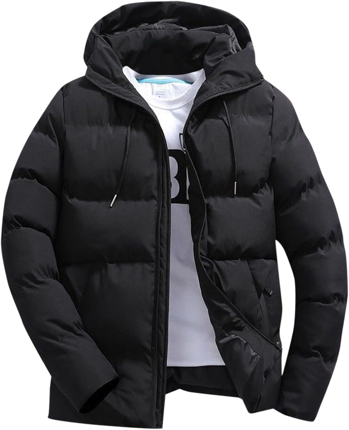 Doudoune Homme Hiver Slim Fit à Capuche – Veste Matelassée Légère, Chaude & Coupe-Vent
