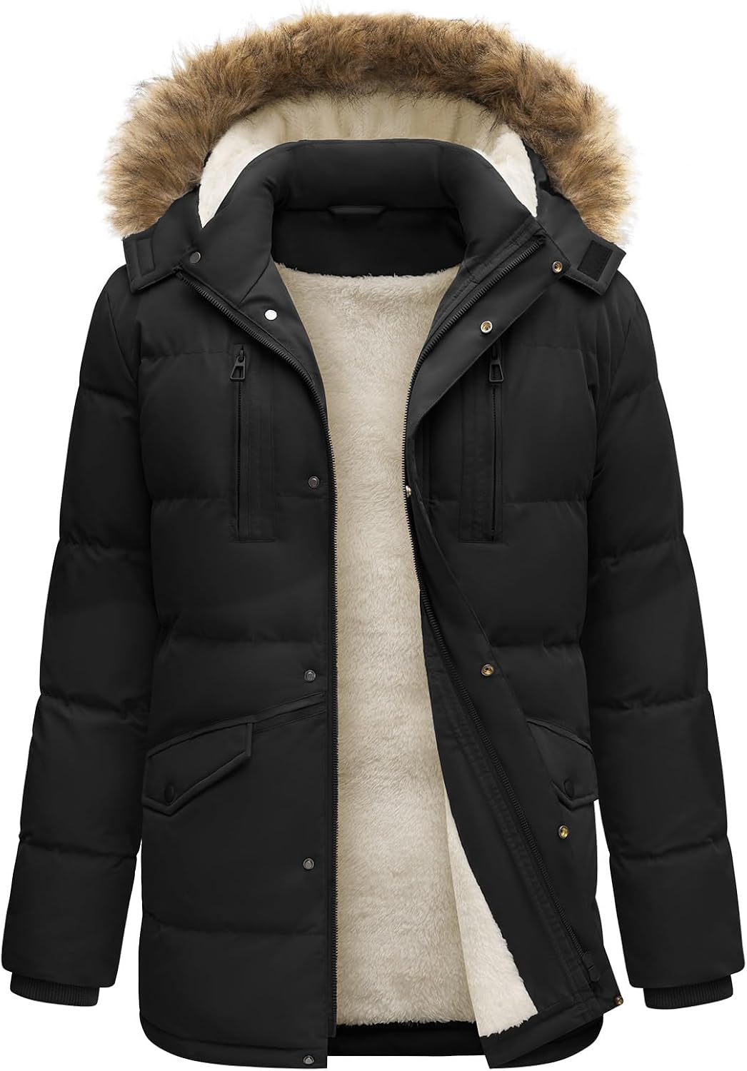 TOMEEK – Doudoune Imperméable Homme à Capuche Amovible – Manteau Chaud Outdoor pour l’Hiver