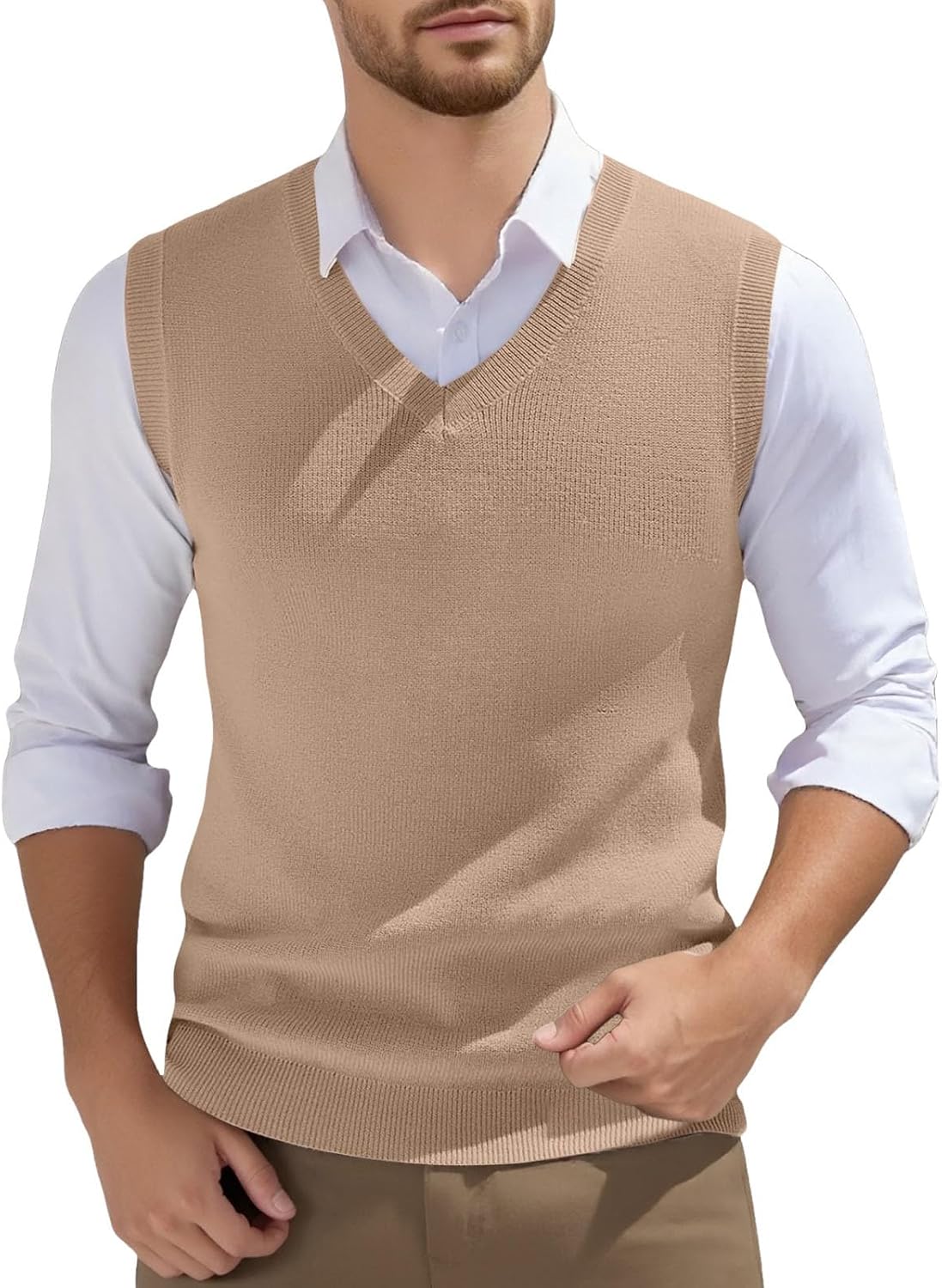 Gilet homme sans manches en maille à col V