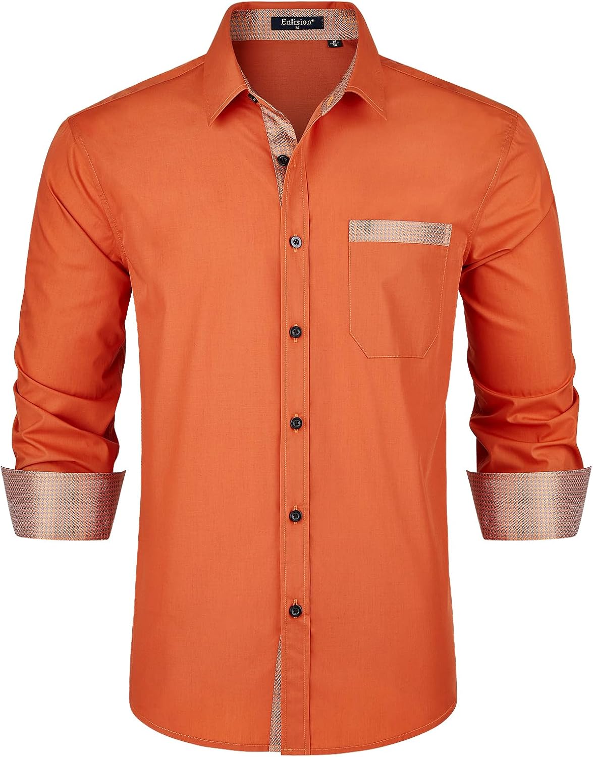 Enlision – Chemise Homme Coupe Droite à Manches Longues – Élégante, Contrastée & Business avec Poche