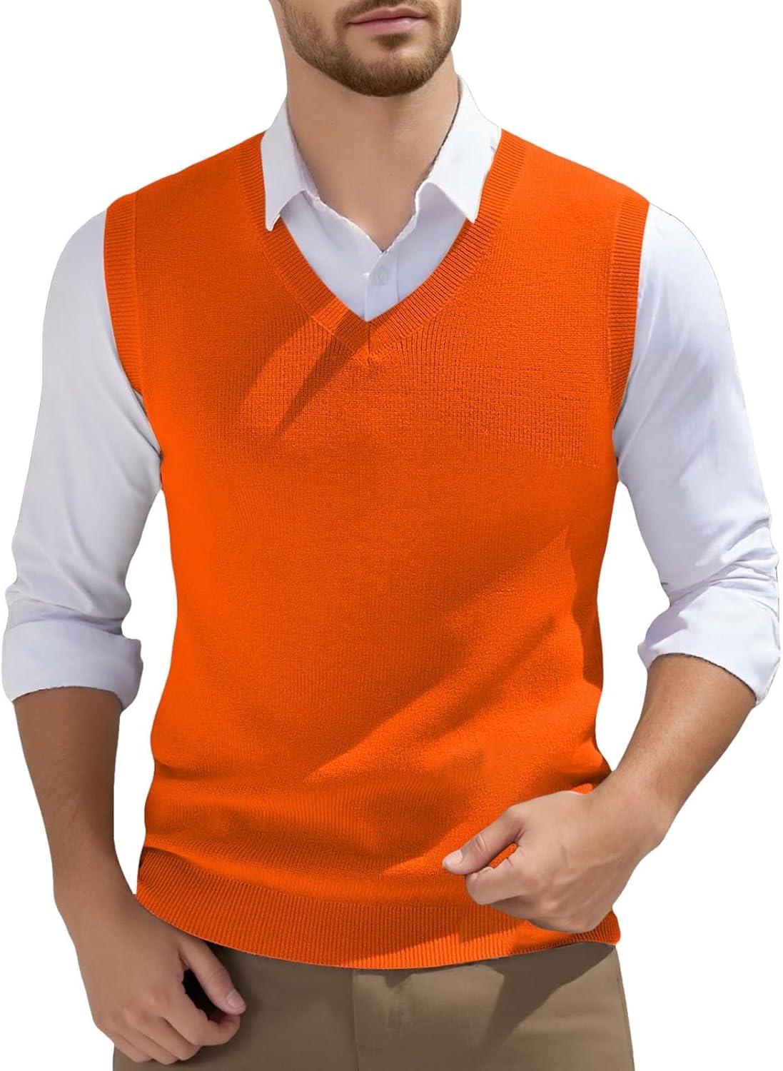 Gilet homme sans manches en maille à col V