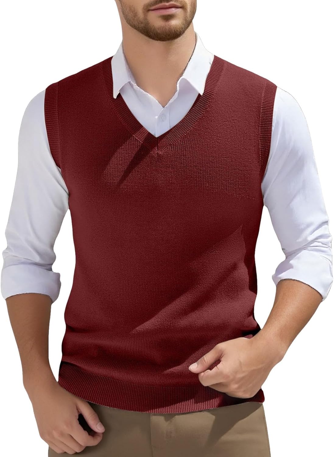 Gilet homme sans manches en maille à col V