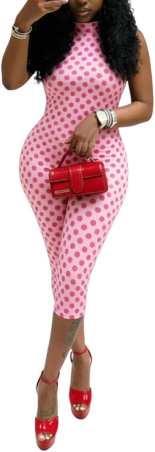 🔵 BOKITECAO – Combinaison femme dos nu à pois, col américain et coupe moulante style corsaire