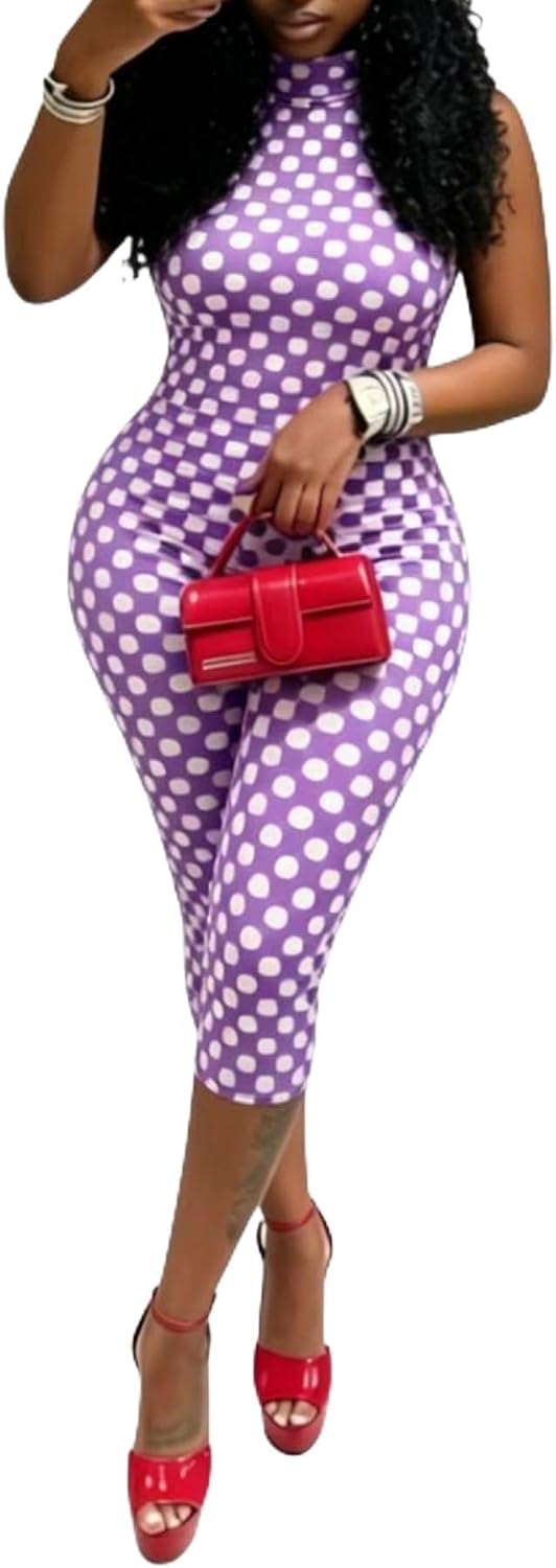 🔵 BOKITECAO – Combinaison femme dos nu à pois, col américain et coupe moulante style corsaire