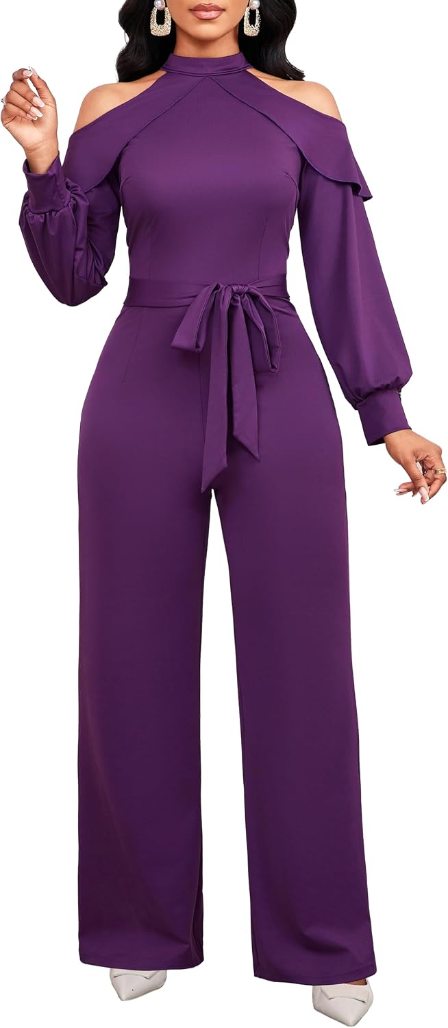 ❤️ SxClub – Combinaison élégante pour femme à manches longues, fermeture zippée à l'avant et pantalon droit