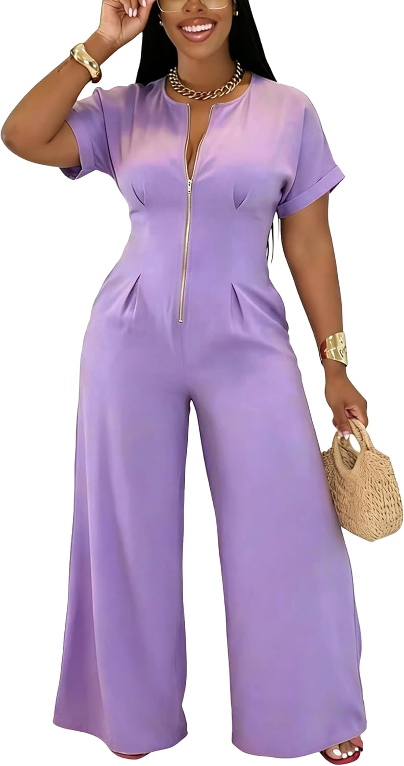 YUEWOO – Combinaison Femme Élégante à Manches, Coupe Longue & Style Casual Chic
