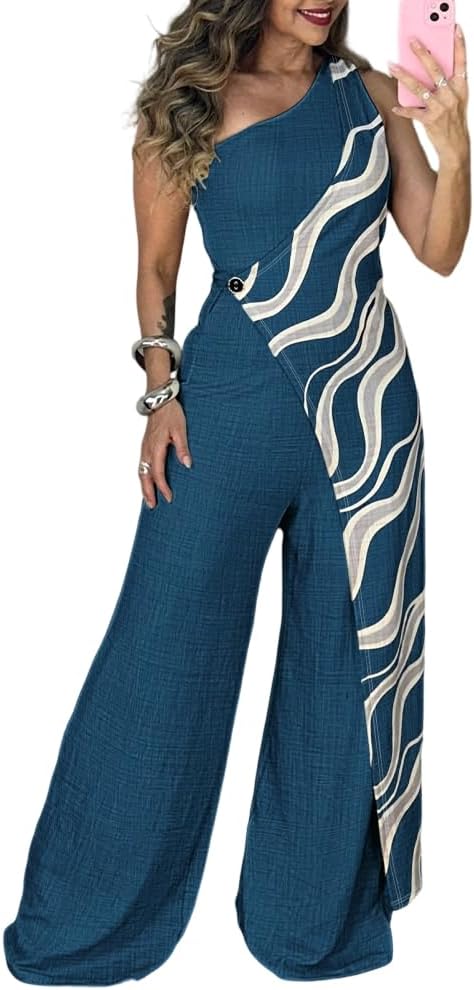 ✨ CHICME – Combinaison femme épaules dénudées, pantalon large et poches – style vacances chic