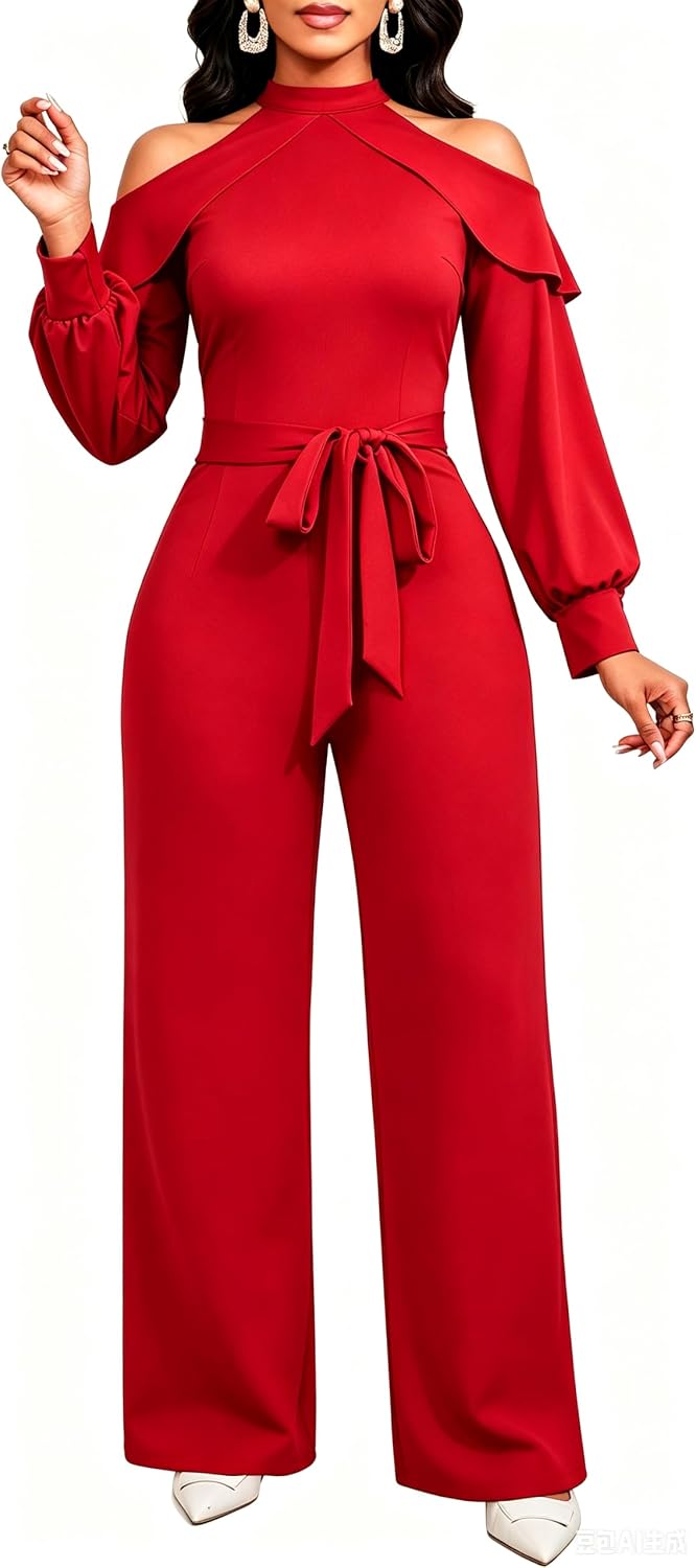 ❤️ SxClub – Combinaison élégante pour femme à manches longues, fermeture zippée à l'avant et pantalon droit