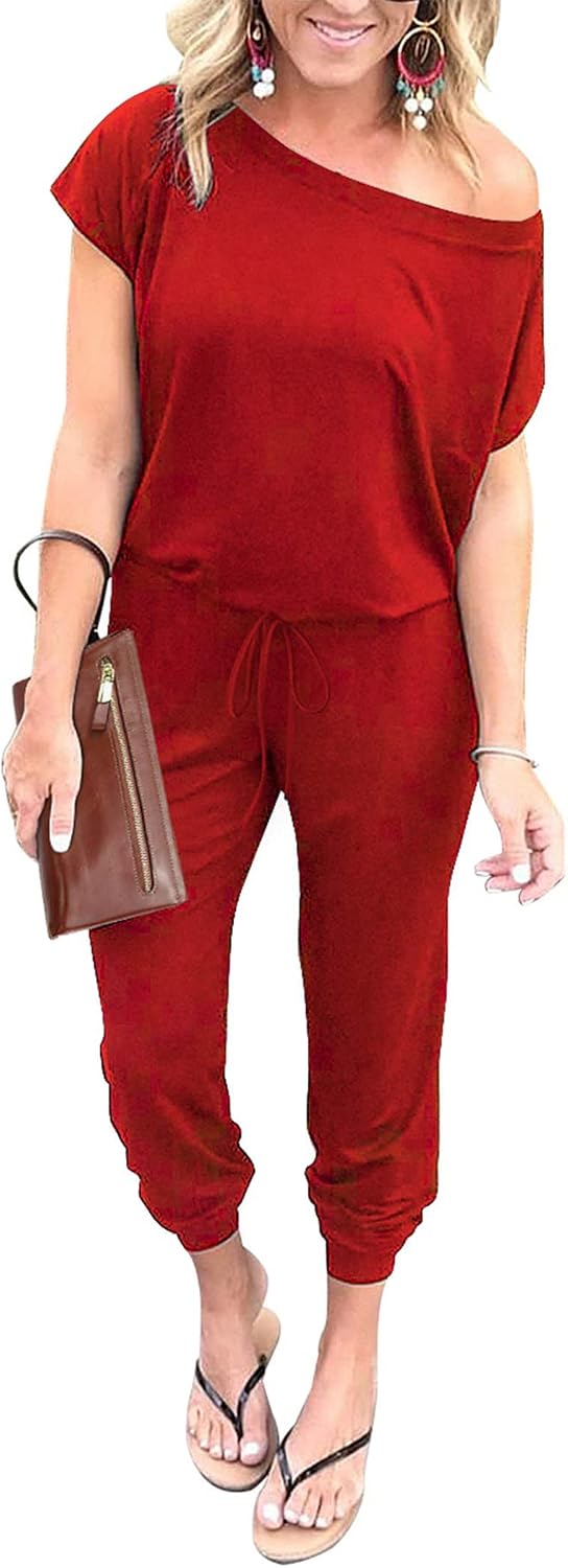 🖤 PRETTYGARDEN – Combinaison Femme à Épaules Dénudées, Taille Élastique & Coupe Décontractée