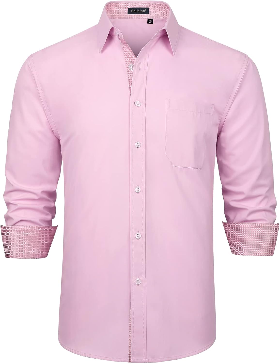 Enlision – Chemise Homme Coupe Droite à Manches Longues – Élégante, Contrastée & Business avec Poche