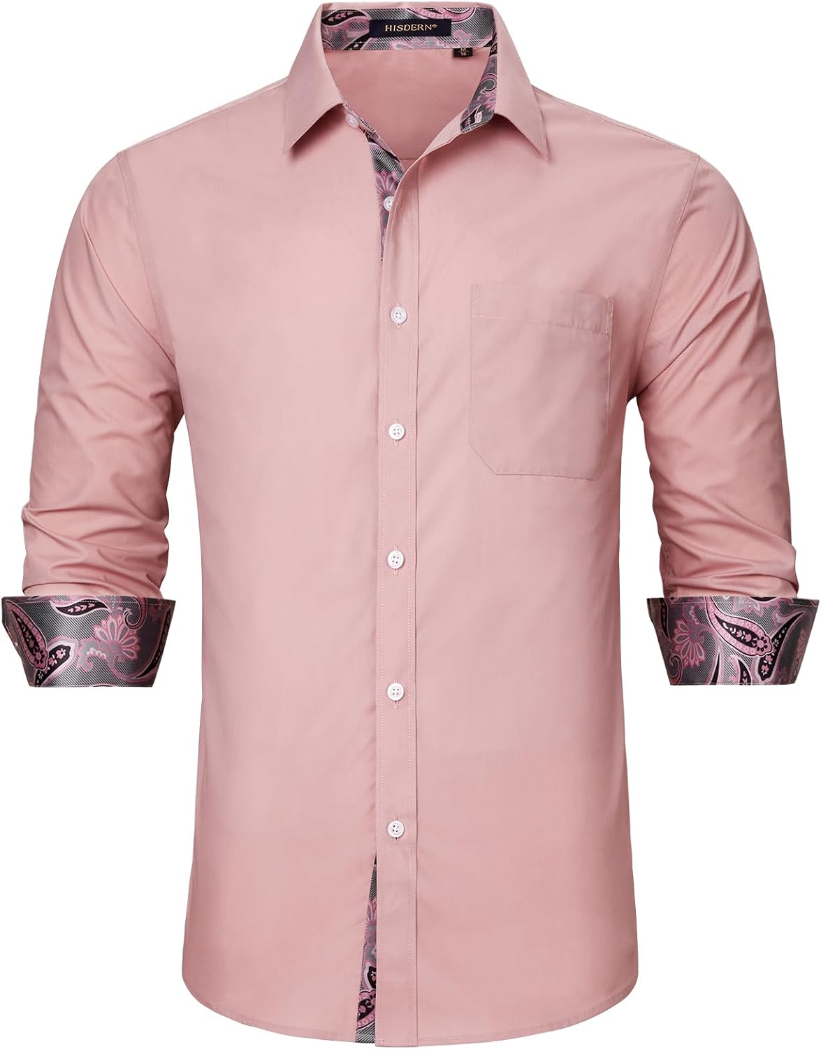 HISDERN – Chemise habillée à manches longues pour homme – Élégante, classique et boutonnée