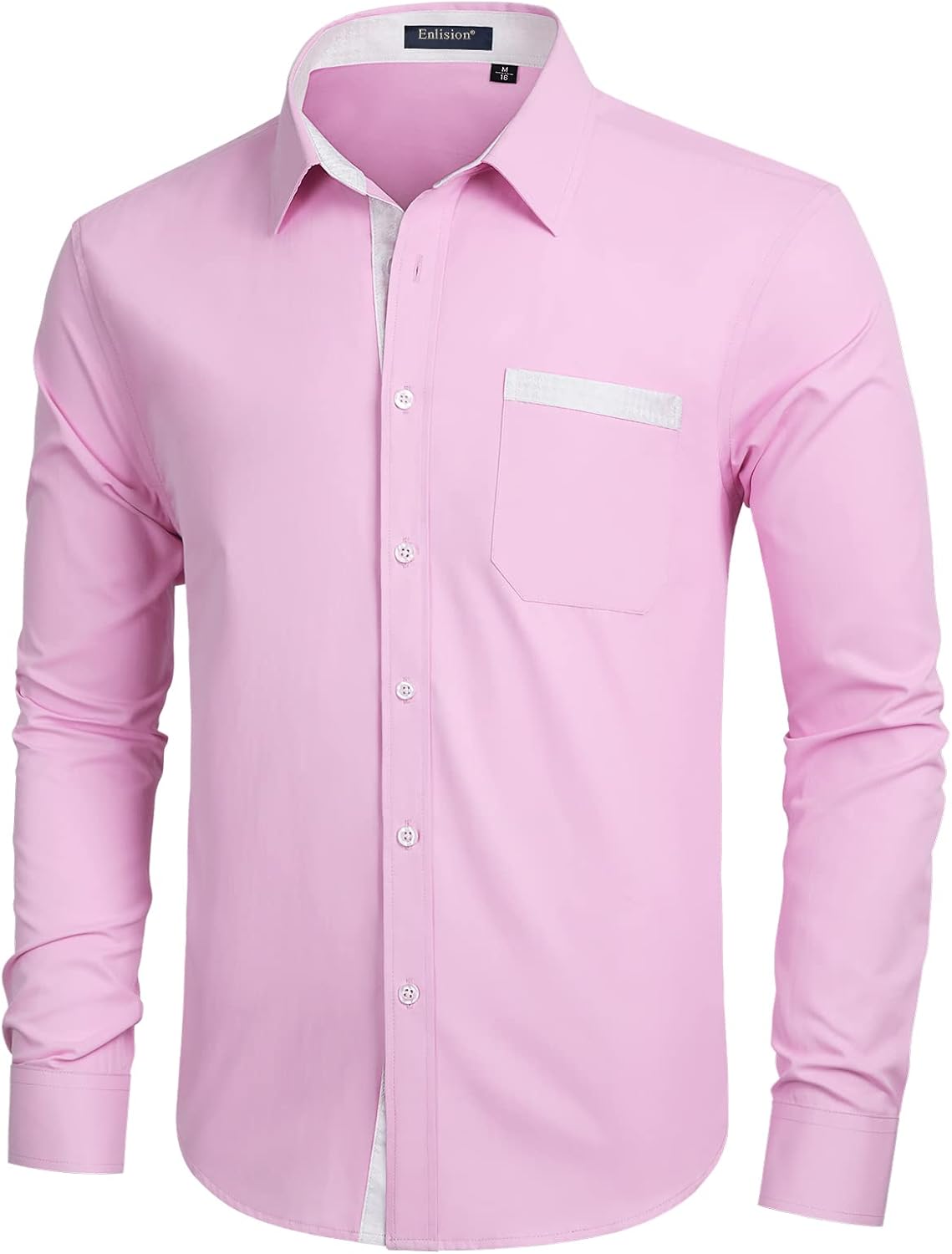 Enlision – Chemise Homme Coupe Droite à Manches Longues – Élégante, Contrastée & Business avec Poche