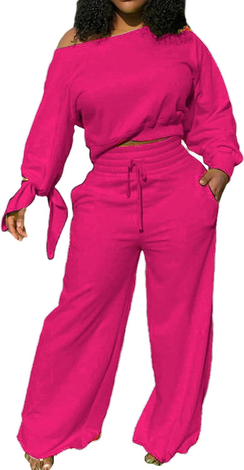SexyCherry – Ensemble femme 2 pièces épaules dénudées, sweat & pantalon de jogging à cordon – Casual chic