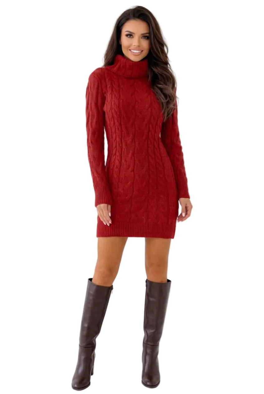 Robe pull femme Ebifin – Col roulé et manches longues