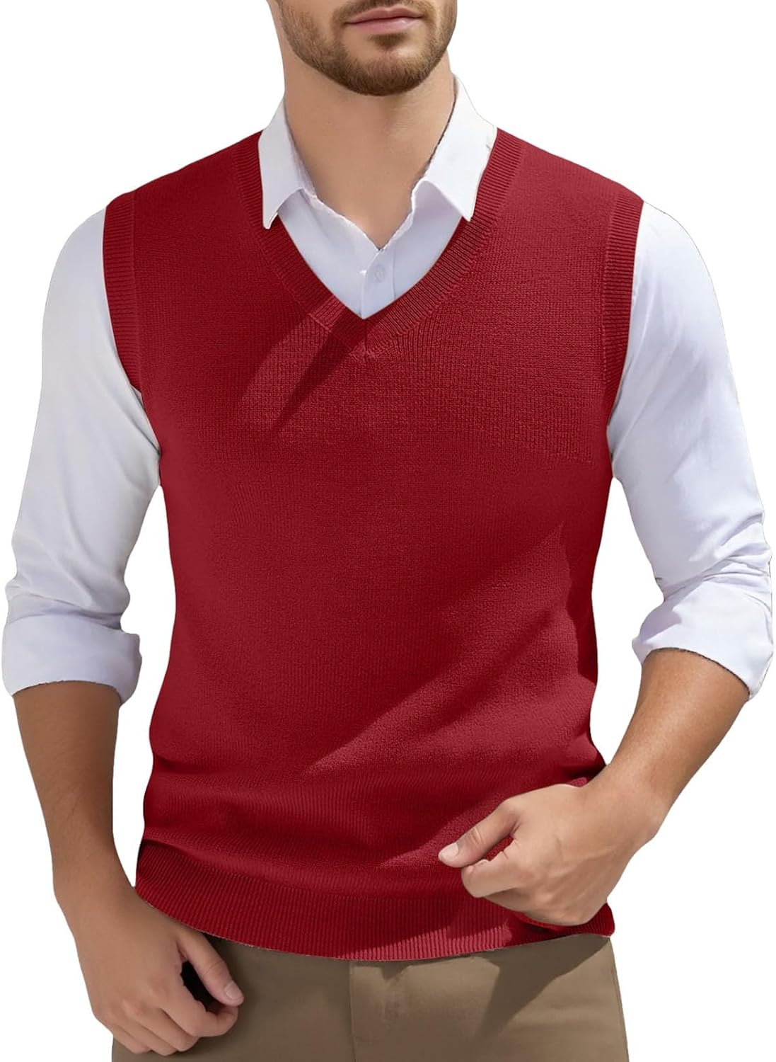 Gilet homme sans manches en maille à col V