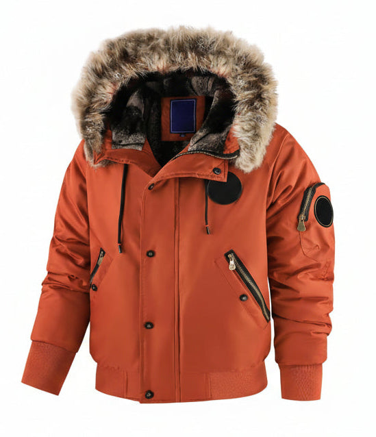 Manteau à fourrure pour homme – Doudoune multi-poches avec éléments amovibles – Style outdoor et urbain