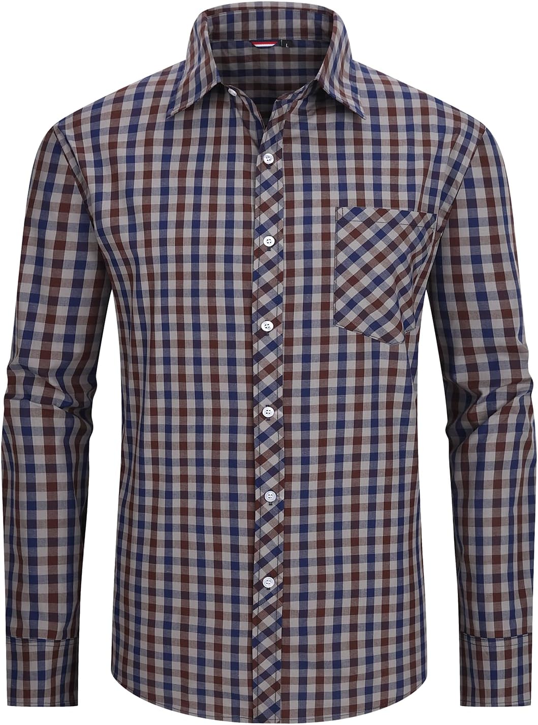 JupiterSecret – Chemise Homme à Carreaux en Coton – Style Décontracté avec Poche Poitrine