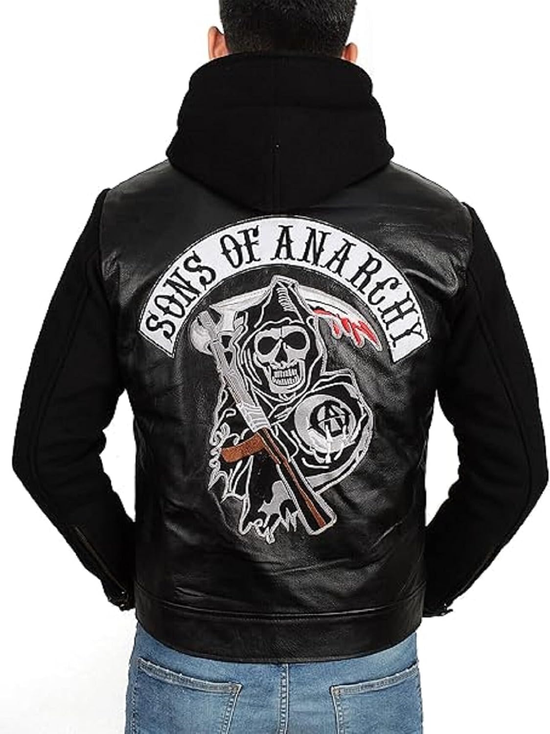 ZM ATTIRE – Gilet en Cuir Homme avec Sweat à Capuche – Style Biker Club California