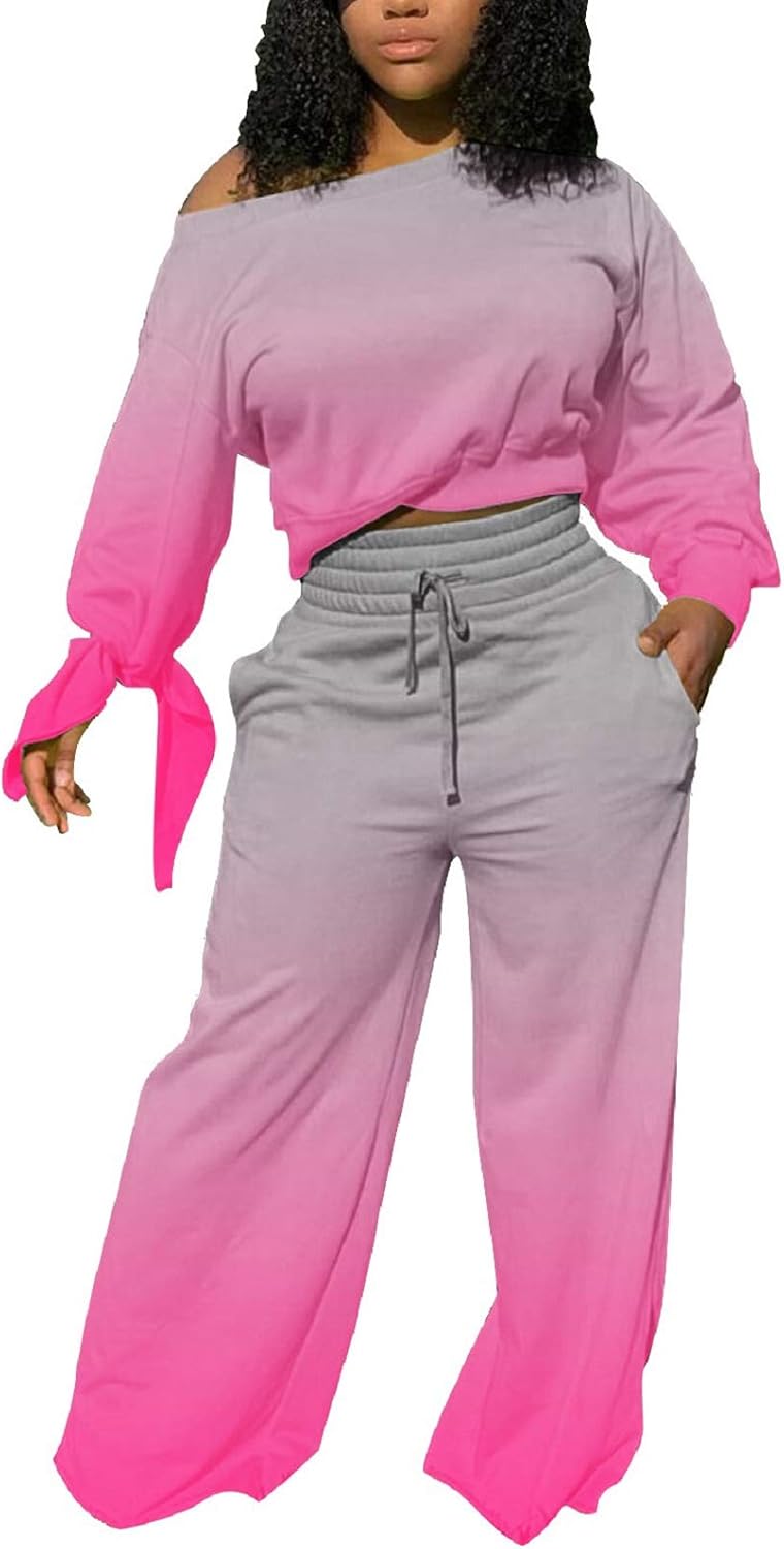 SexyCherry – Ensemble femme 2 pièces épaules dénudées, sweat & pantalon de jogging à cordon – Casual chic