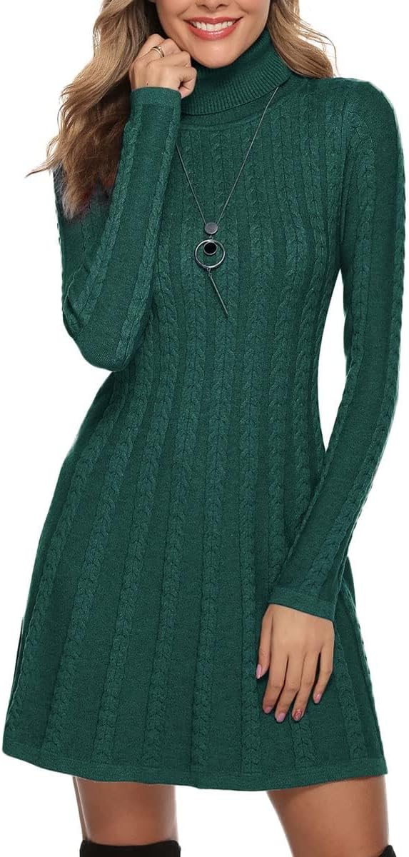 Robe pull tricotée Gyabnw à col rond et manches longues