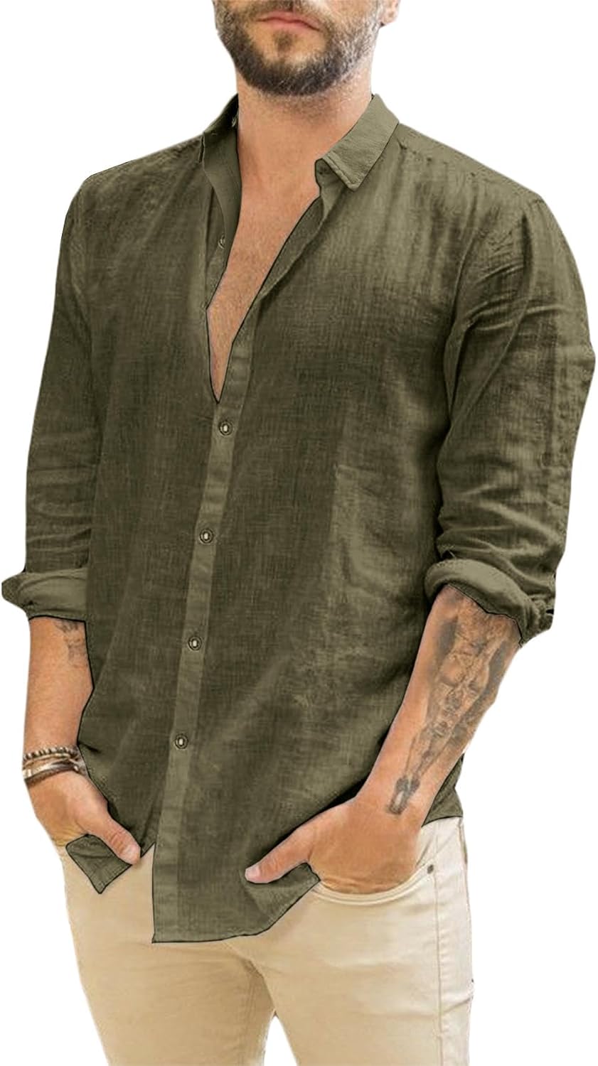 Runcati – Chemise Homme à Manches Longues – Style Décontracté, Moderne & Polyvalent