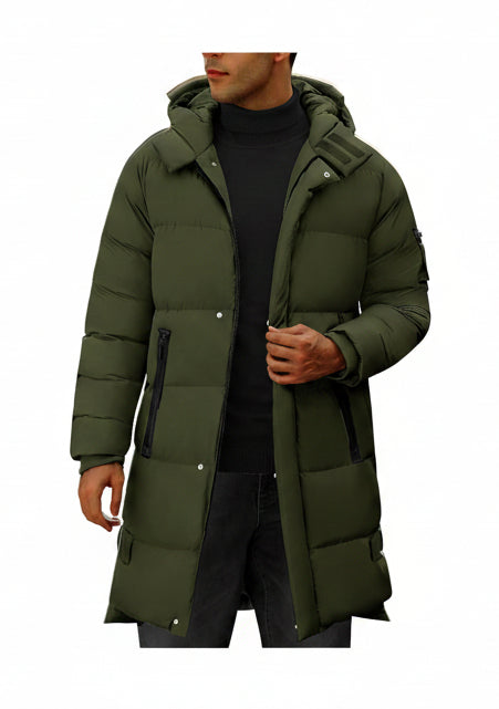 CMTOP – Blouson Long Homme Hiver – Parka Chaude, Épaisse & Matelassée à Capuche