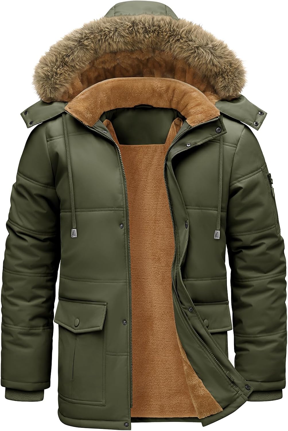 TOMEEK – Parka d'hiver pour homme à capuche amovible – Manteau chaud, polaire et coupe-vent