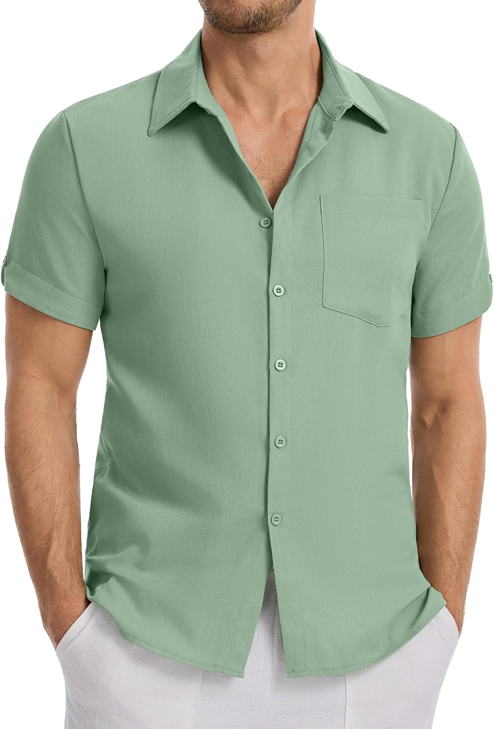 LVCBL – Chemise Homme Manches Courtes – Légère, Confortable & Décontractée pour l’Été