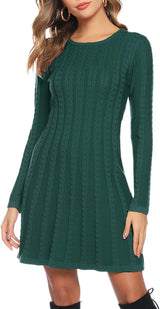 Robe pull tricotée Gyabnw à col rond et manches longues