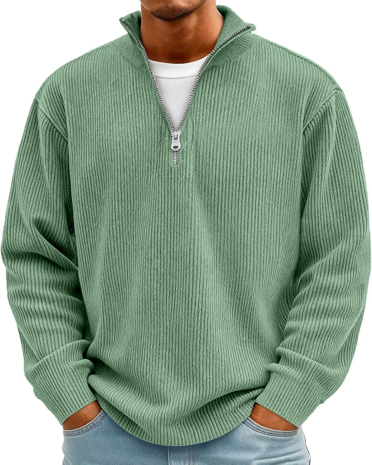 Sweat homme en velours côtelé à manches longues