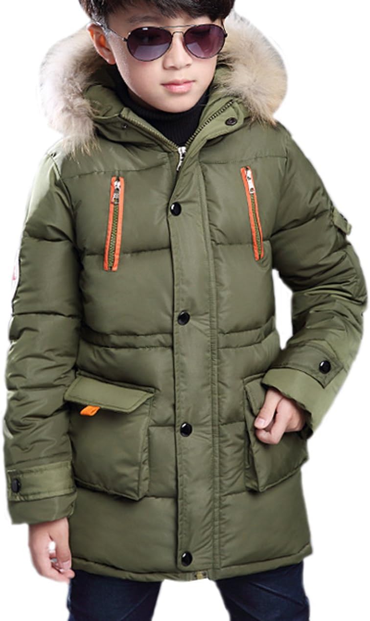 Doudoune Garçon à Capuche – Manteau Enfant Hiver avec Fausse Fourrure