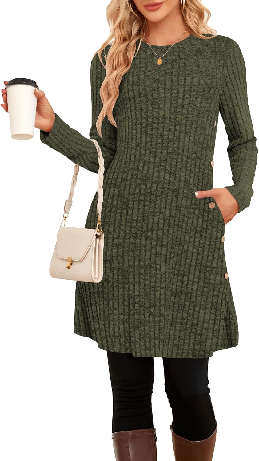 Robe pull SENBATU pour femme – Manches longues et poches