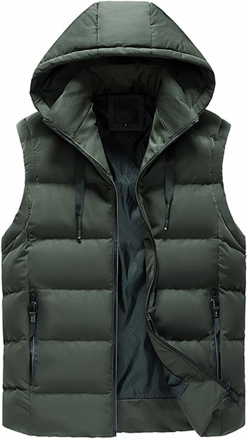 Icegrey – Doudoune sans manches à capuche pour homme – Gilet chaud et épais avec poches zippées