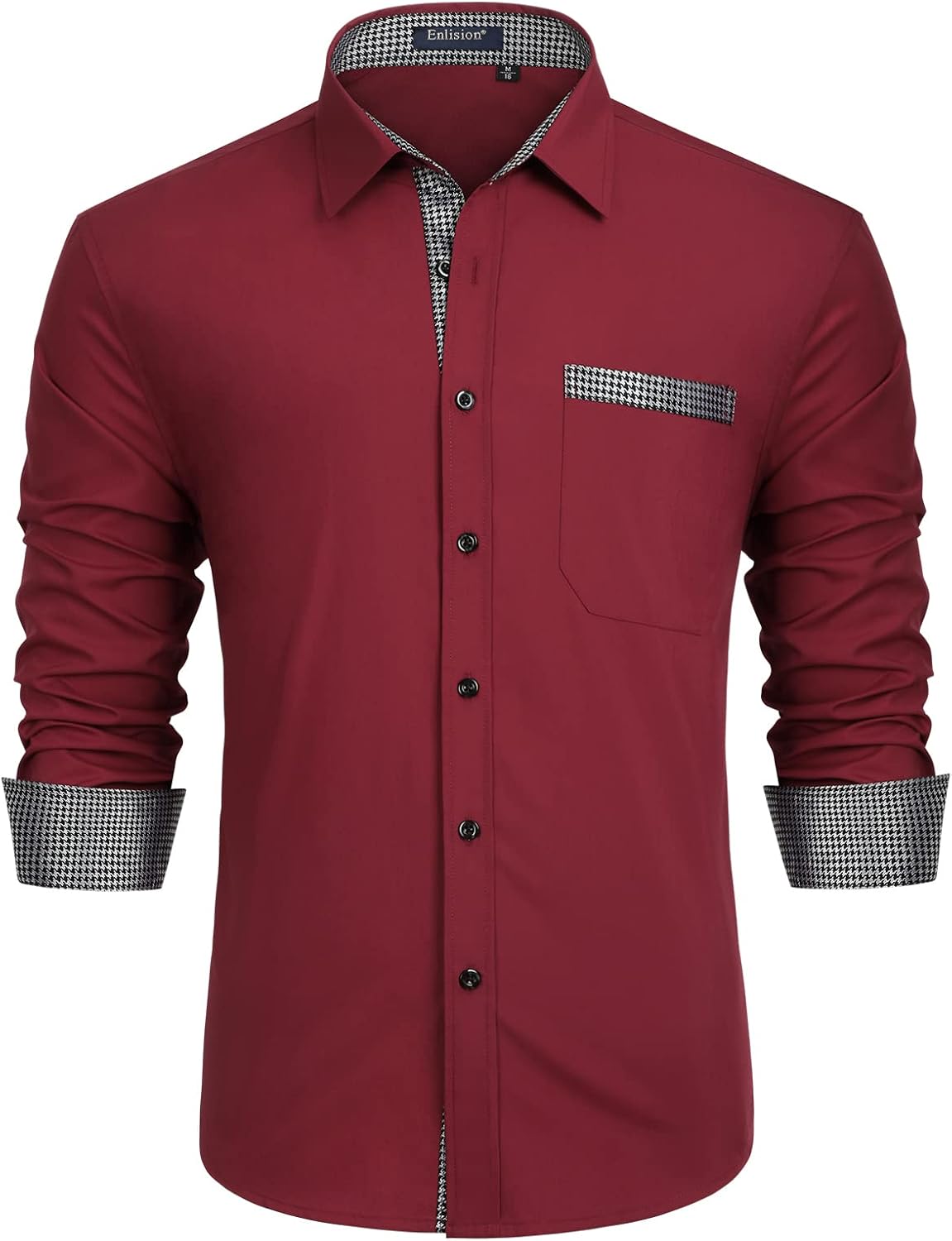 Enlision – Chemise Homme Coupe Droite à Manches Longues – Élégante, Contrastée & Business avec Poche