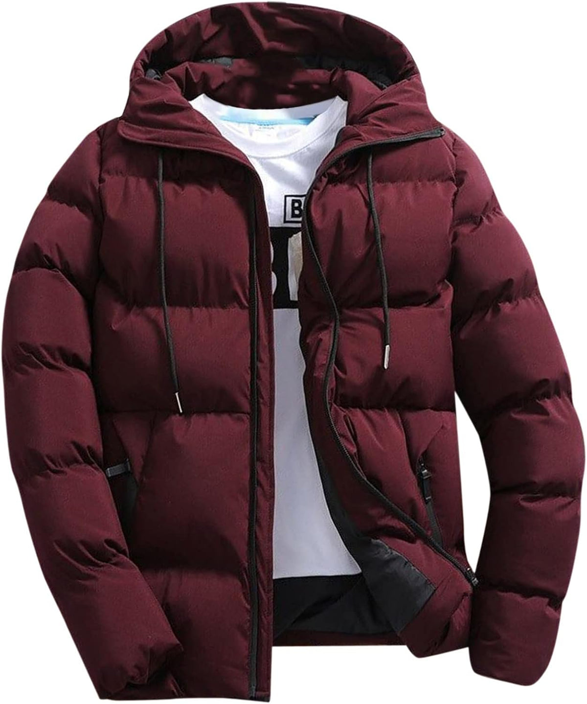 Doudoune Homme Hiver Slim Fit à Capuche – Parka Chaude Zippée & Grande Taille