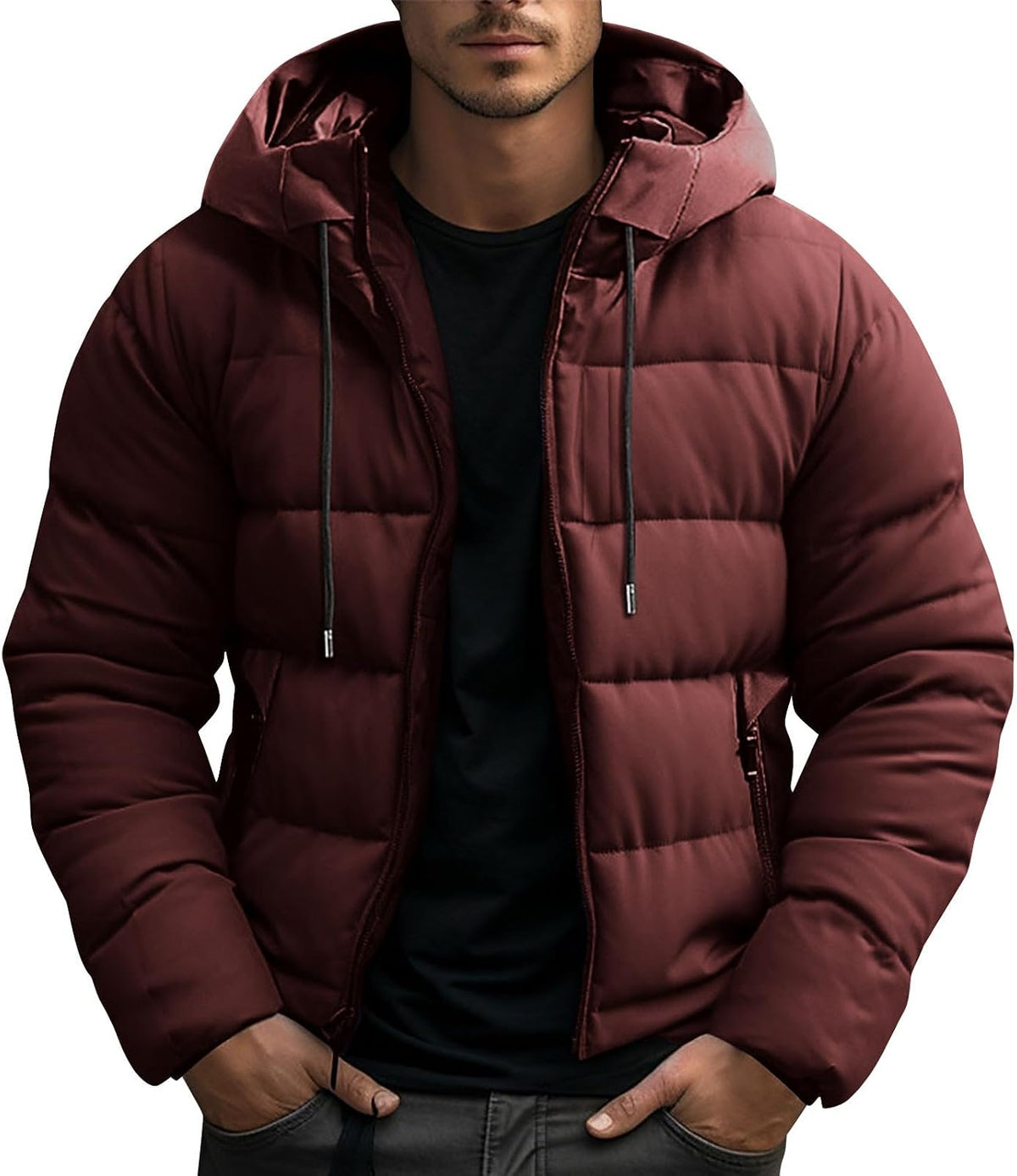 Doudoune Homme Hiver à Capuche – Parka Chaude, Épaissie & Coupe-Vent Grande Taille