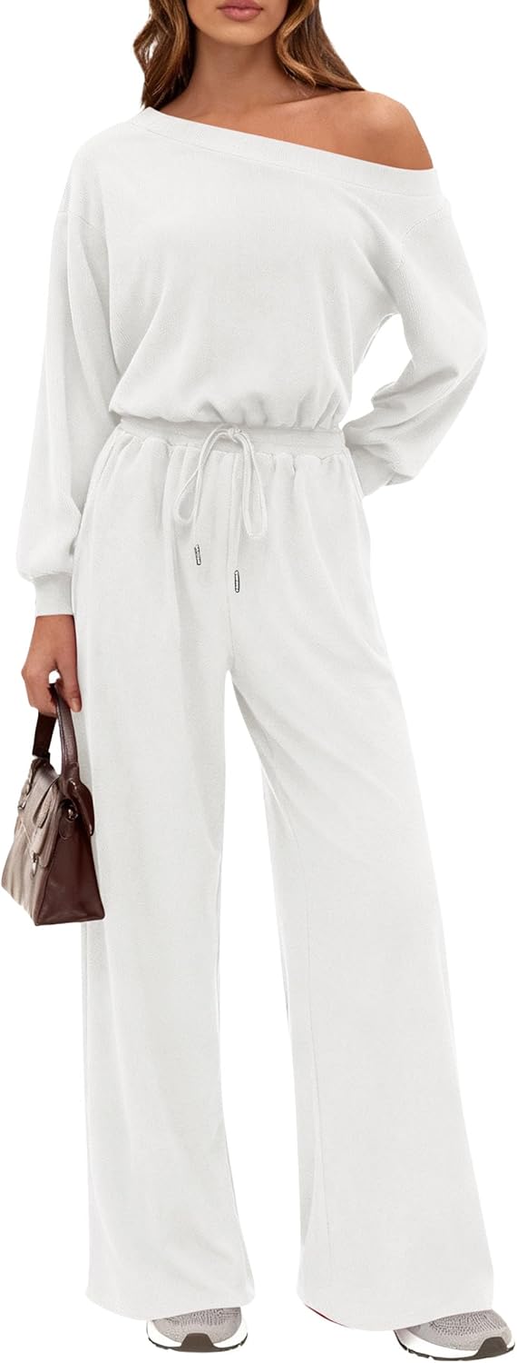 ✨ PRETTYGARDEN – Combinaison Femme Élégante à Manches Courtes, Épaules Dénudées & Pantalon Large