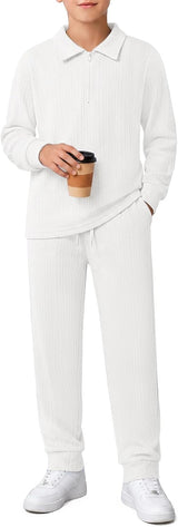 Ensemble garçon Haloumoning – Polo zippé et pantalon
