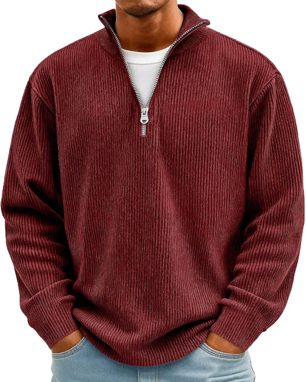 Sweat homme en velours côtelé à manches longues