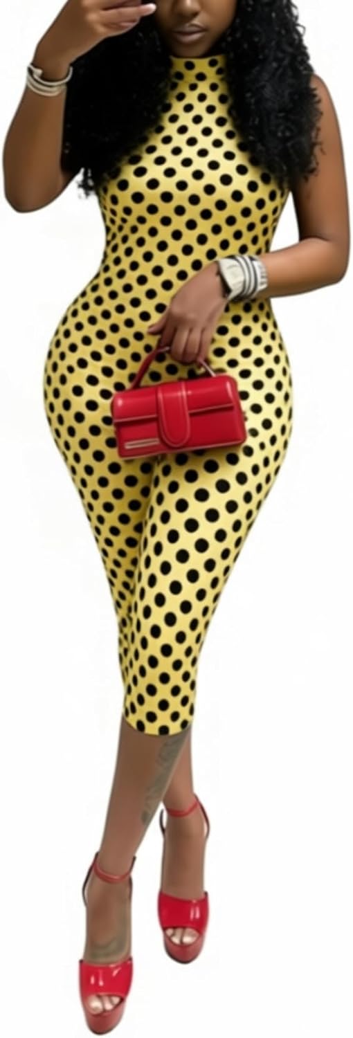 🔵 BOKITECAO – Combinaison femme dos nu à pois, col américain et coupe moulante style corsaire